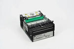 Black server power supply unit with green internal component and safety labels