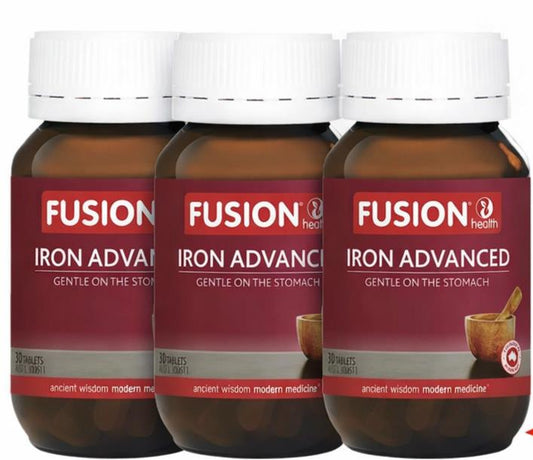 3 x Fusion Health Iron Advanced 30 Tablets | Free Same-Day Shipping