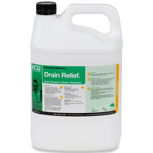 5L Drain Relief XO2 Drain Cleaner Odour Treatment Fast and effective Made in Au