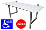 960mm AS1428 compliant foldable table with metal legs and white surface