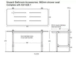 960mm shower seat with stainless steel frame, complies with AS1428.1, Muzardi Bathroom Accessories