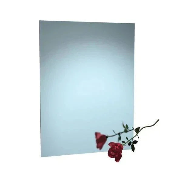 Rectangular wall mirror with red rose accent, minimalist home decor