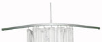 Curved shower rod with clear plastic curtain, ideal for bathroom or medical use