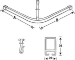 Tractor part diagram with measurements and hooks for agricultural equipment