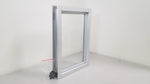 Silver aluminum window frame with clear glass, hardware bag included, for home or commercial use