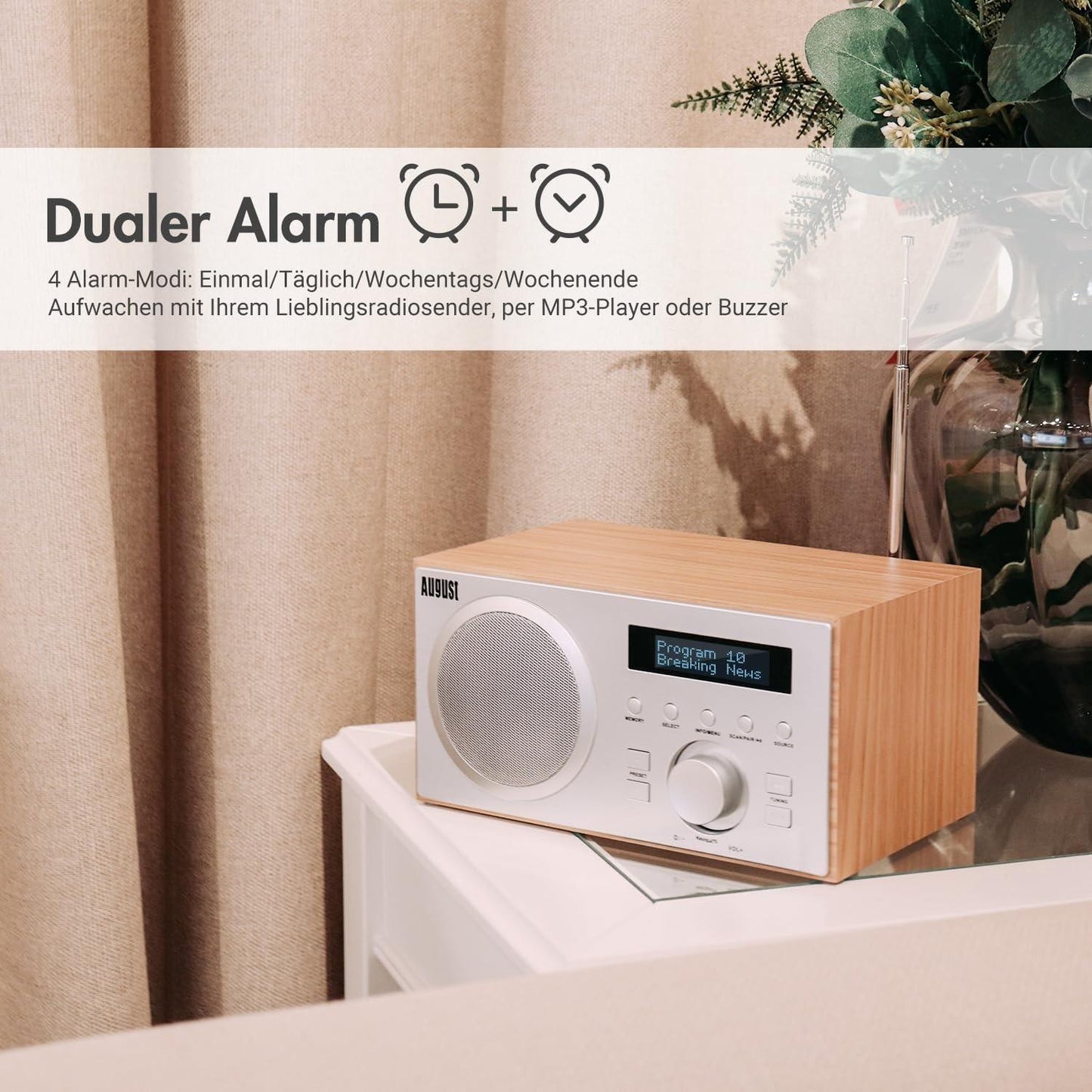 DAB+ Radio with Bluetooth Speaker - August MB420 - DAB FM Digital Tuner Dual Ala