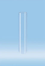 Clear plastic test tube for lab use, transparent cylindrical container with flat base