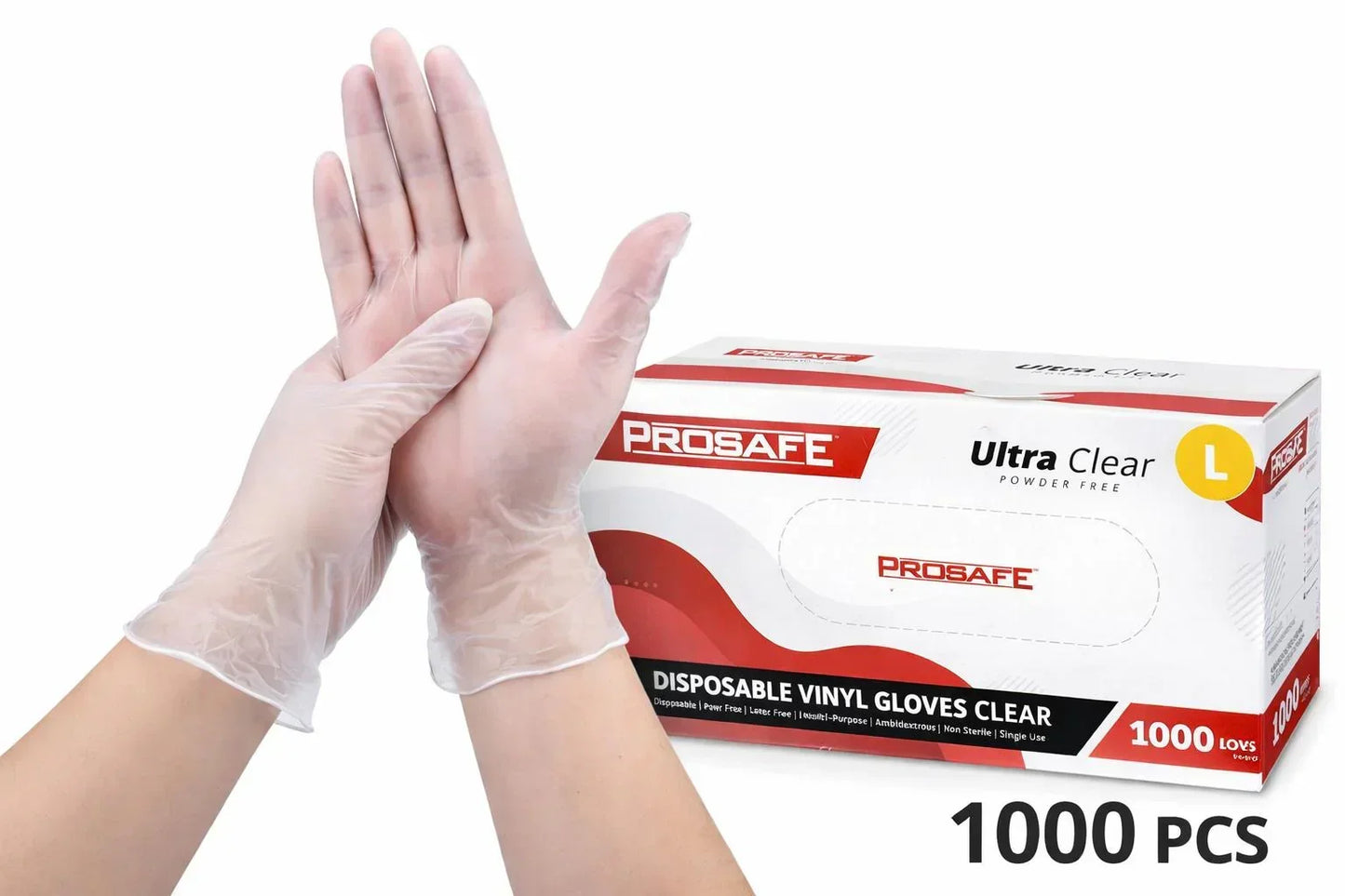1000x PROSAFE Disposable Vinyl Gloves Powder Free 1000pcs (10 boxes) Large