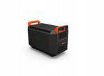 Portable power station with orange handles and AC outlets for outdoor or emergency use