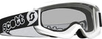 Scott snow goggles with white frame and black strap for winter sports protection