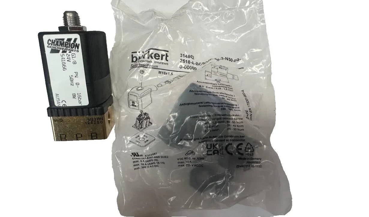 24V solenoid valve champion 541666 PN0-16bar 50HZ 8w