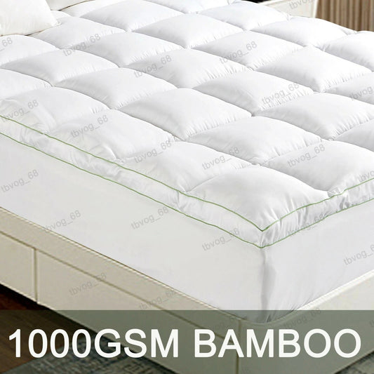 1000GSM Bamboo Mattress Topper Pillowtop Thick Fully Fitted Double