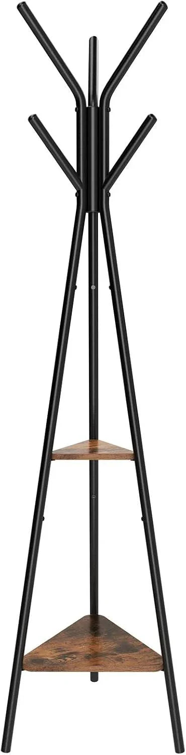 SONGMICS Vasagle Rustic Coat Rack Vintage Shelves 179cm Black