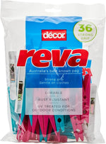 Reva strong grip clothes pegs, durable & UV treated for outdoor use, 36 pack