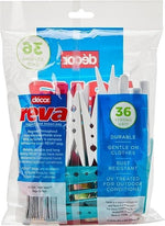 36-pack Reva strong grip clothespins, durable & UV-treated for outdoor use, gentle on clothes