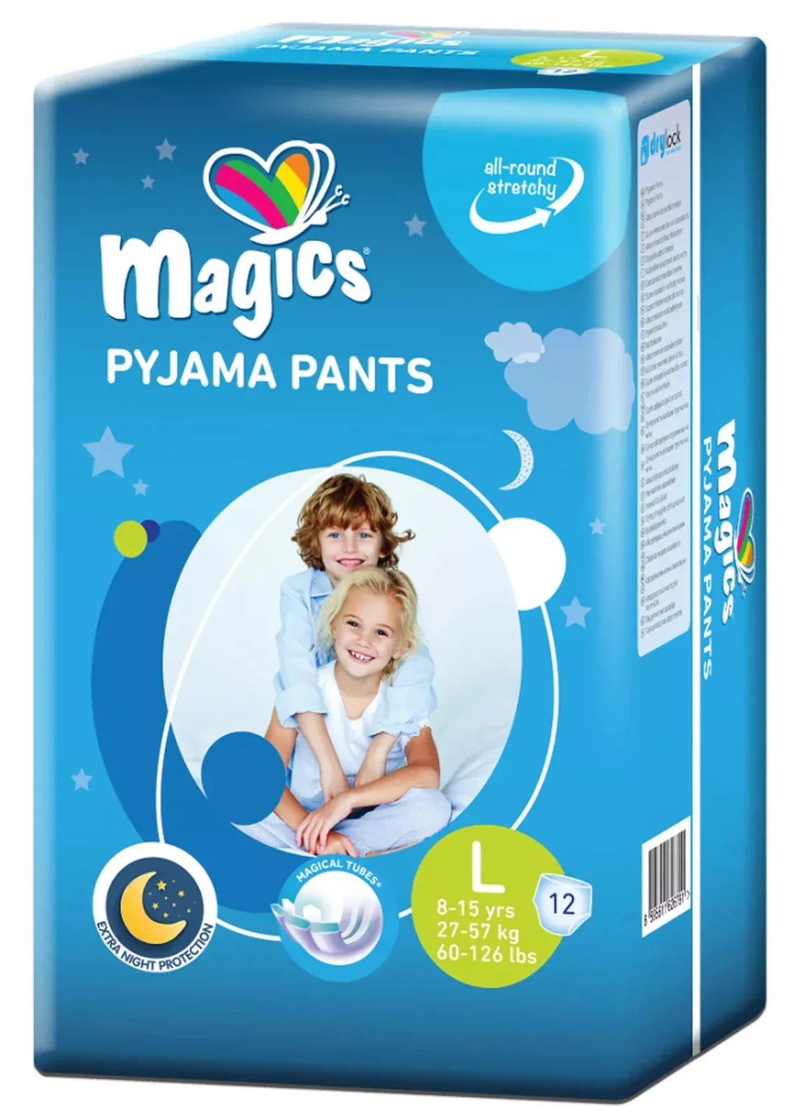 Magics Pyjama Pants for kids, size L, 8-15 yrs, with all-round stretchy fit and extra night protection