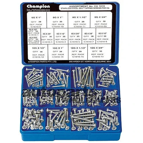 Champion Kit 415pcs Pan Head Phillips Self-Tapping Screws 304 Stainless Steel As