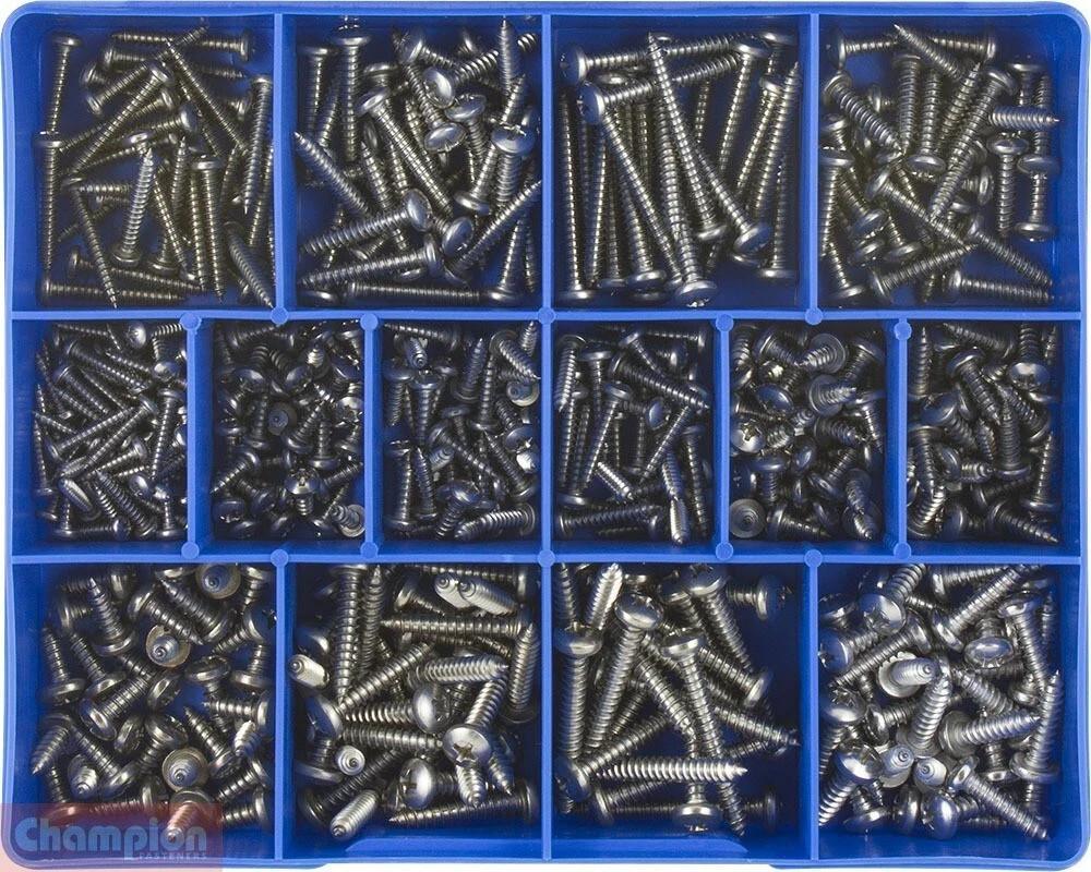 Champion Kit 415pcs Pan Head Phillips Self-Tapping Screws 304 Stainless Steel As