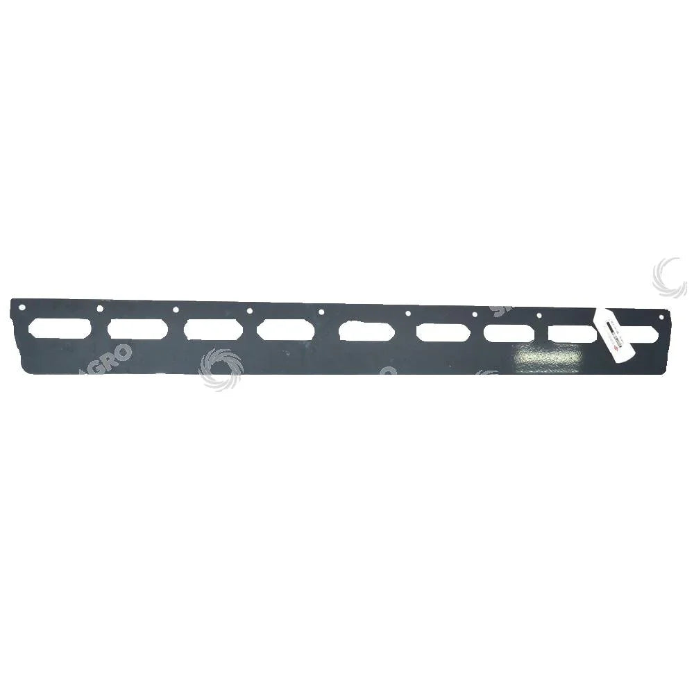 Black tractor engine gasket with oval cutouts and mounting holes, compatible with AGCO parts