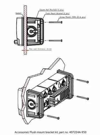 SAILOR 407224A-950 Flush Mount Bracket Kit