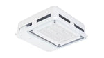White square LED ceiling light with grid design and ventilation slots