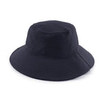 Black bucket hat for outdoor workwear, durable fabric, wide brim sun protection