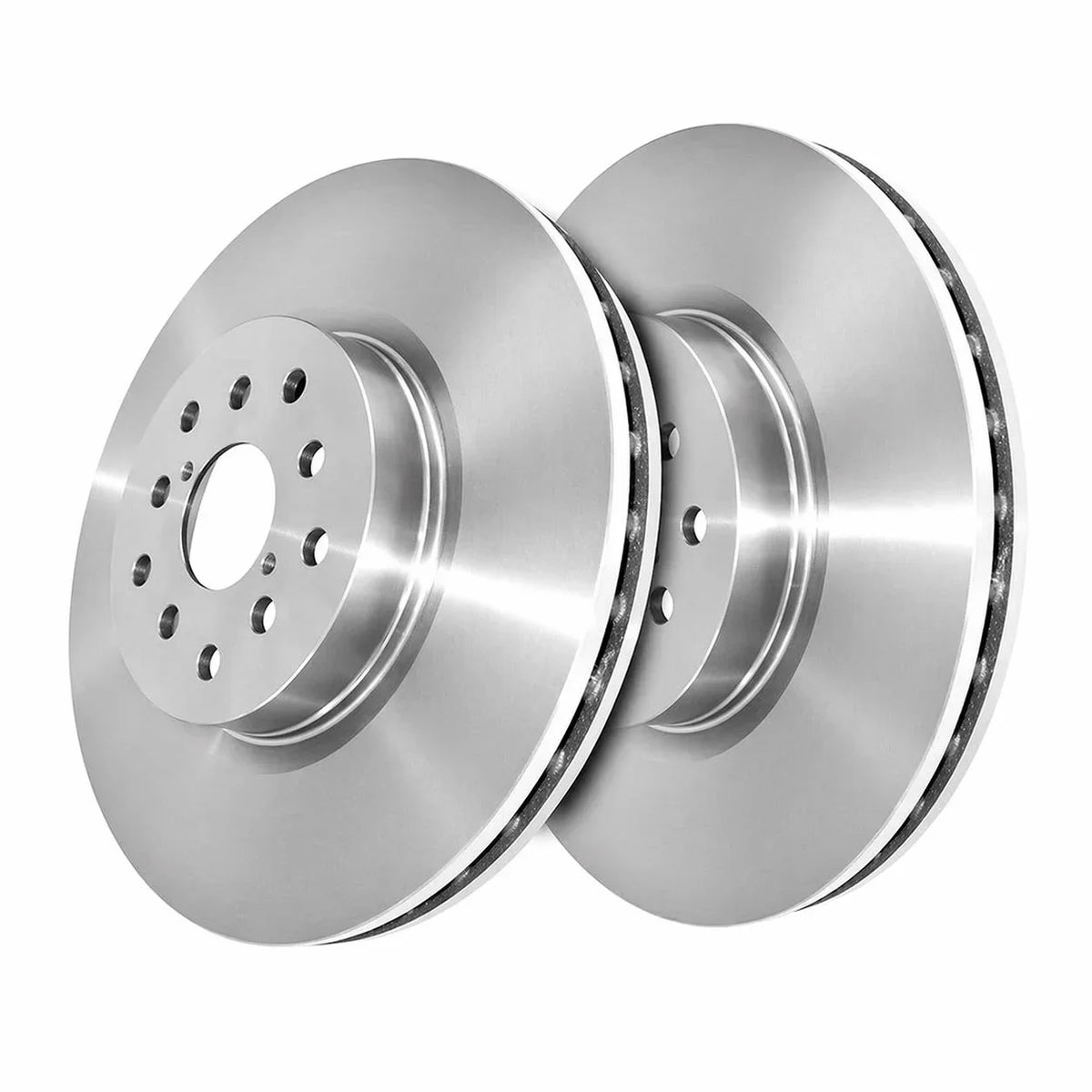 Shiny metal brake rotors for trucks or tractors, precision-engineered disc brake components