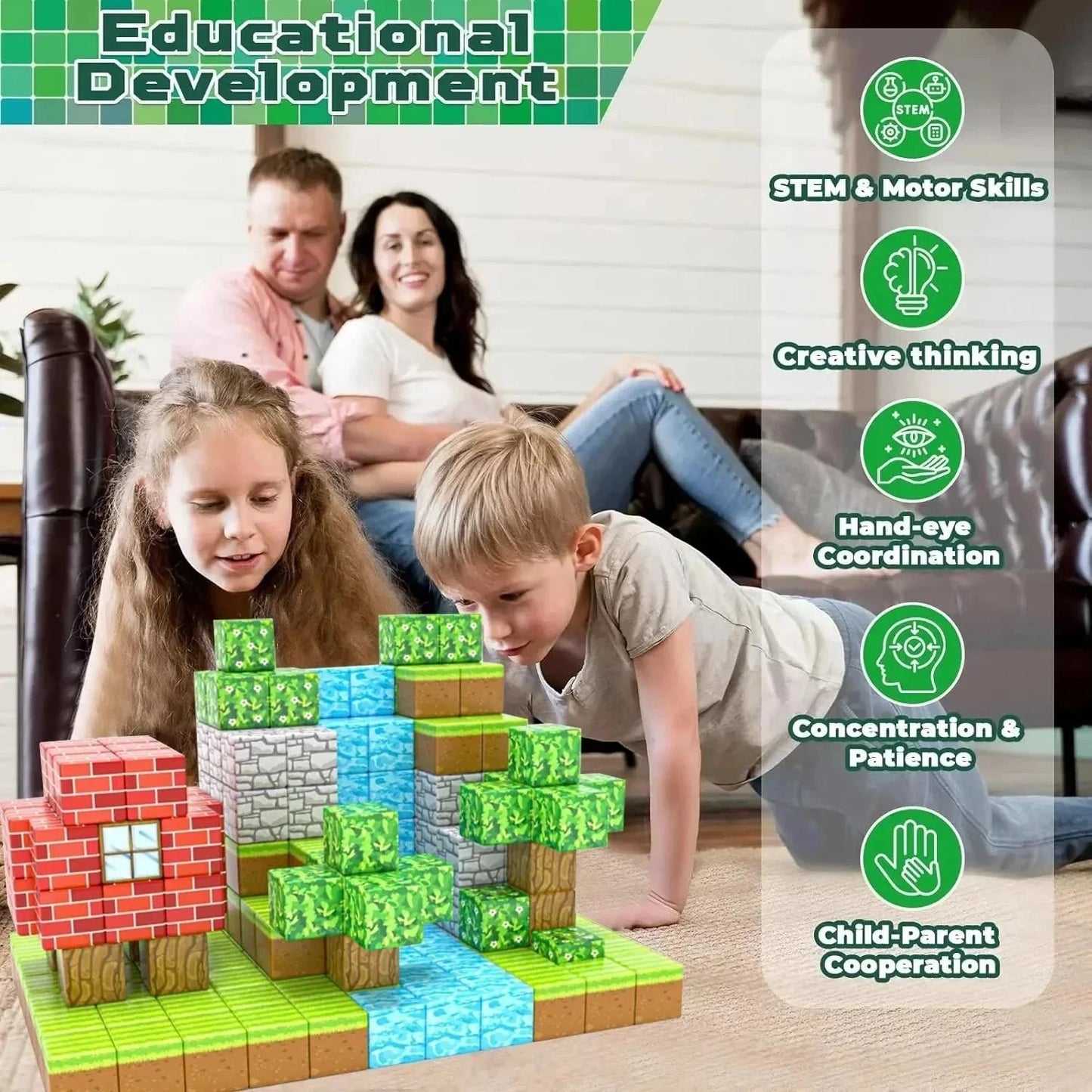 63Pcs Big Magnetic Building Blocks Children Kids Educational Toy Gifts AU Jungle