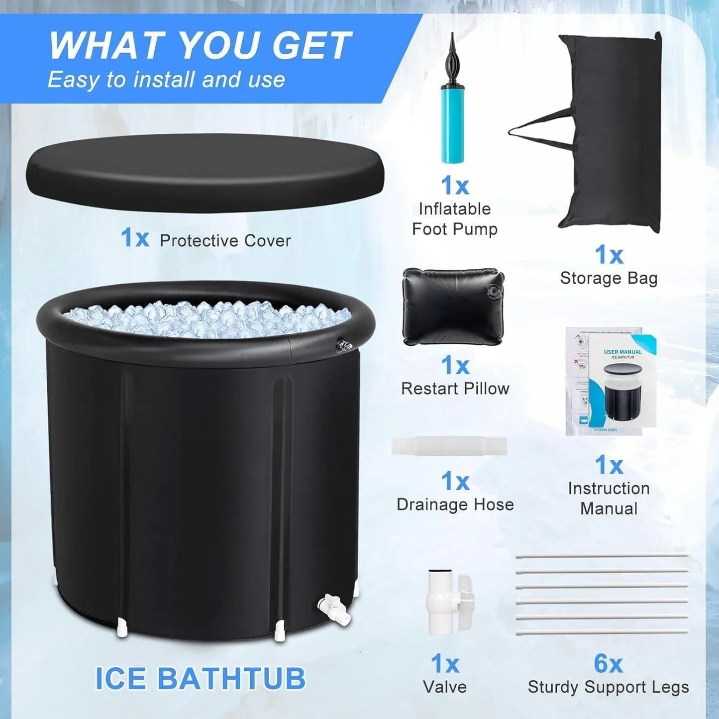 Ice Bath Tub for Athletes, Multiple Layered Portable Ice Bathtub Plunge for Cold