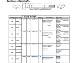 Technical diagram of 37 spline S cams for tractor parts, showing dimensions and part numbers for Fruehauf axles.