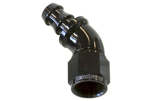 AEROFLOW 510 SERIES -10AN 45° FULL FLOW PUSH LOCK HOSE END BLACK AF512-10BLK