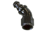 Black AeroFlow 90-degree hose fitting for tractor or truck parts systems