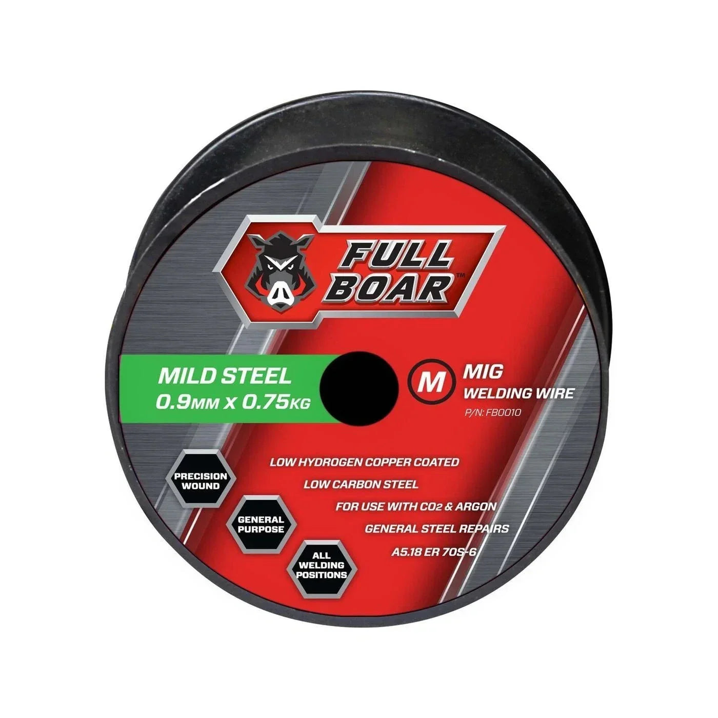 Full Boar 0.9mm x 0.75kg Mild Steel MIG Wire , Low hydrogen copper coated wire .