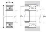 Technical diagram of ball bearing dimensions for tractor or truck parts applications