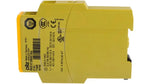 Pilz PNOZ XT safety relay, 230V AC, yellow industrial control component with TÜV and CE marks