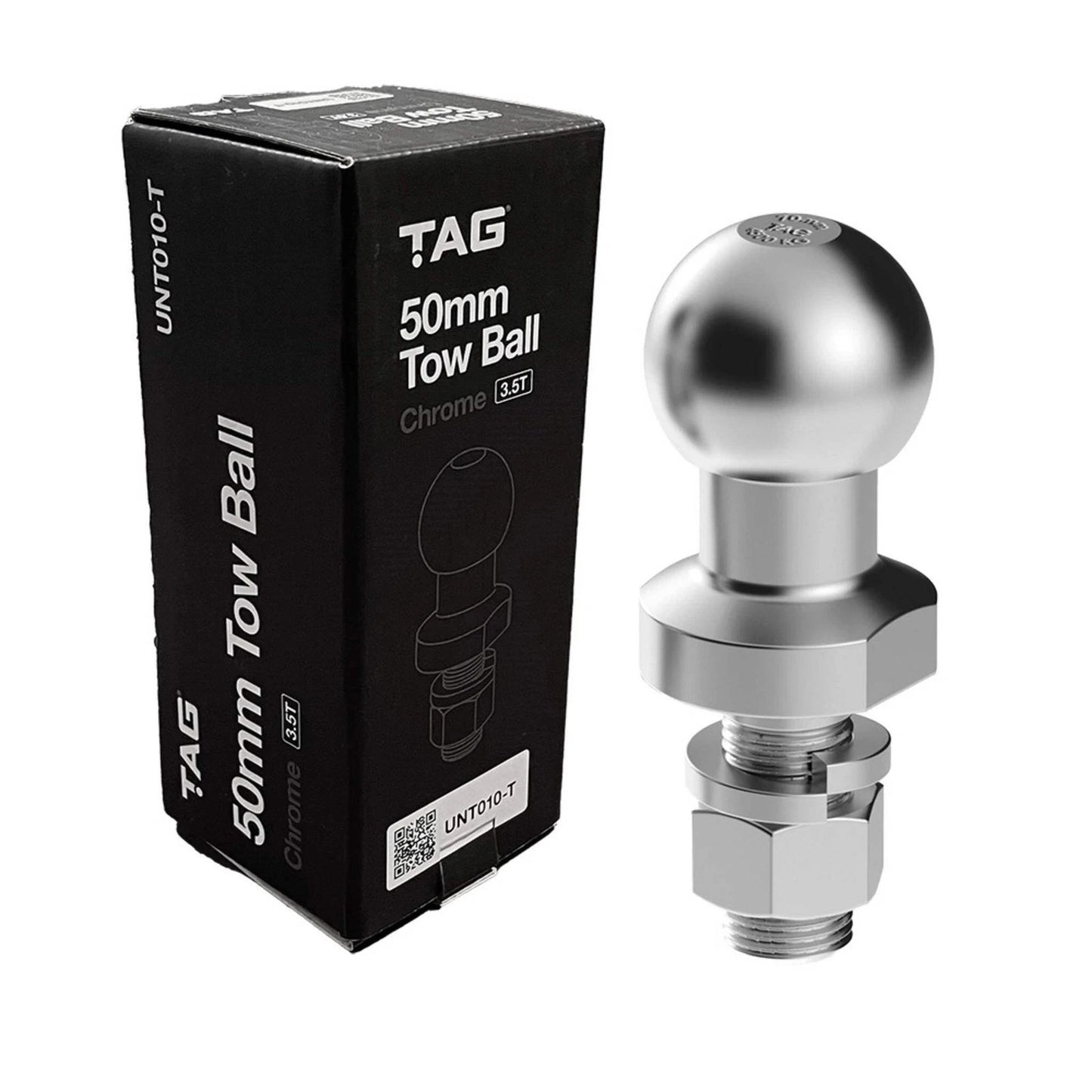 TAG Chrome Standard 50mm Towball 3500kg 3.5T Tonne Towing ADR rated