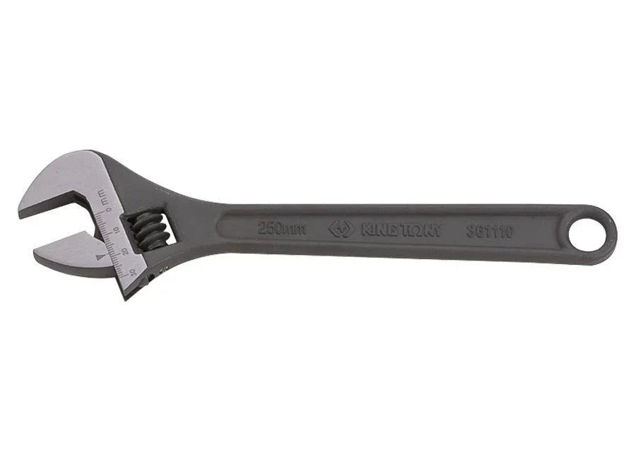 250mm adjustable wrench with metric scale, durable steel construction for heavy-duty repair tasks