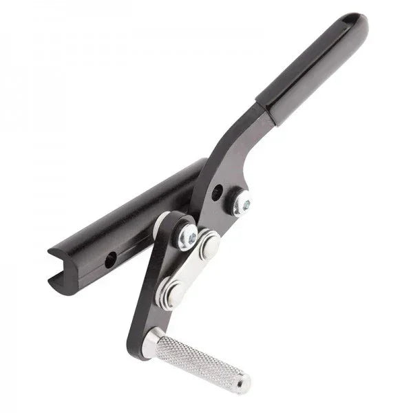 Black metal toggle clamp with textured handle for industrial equipment and machinery applications