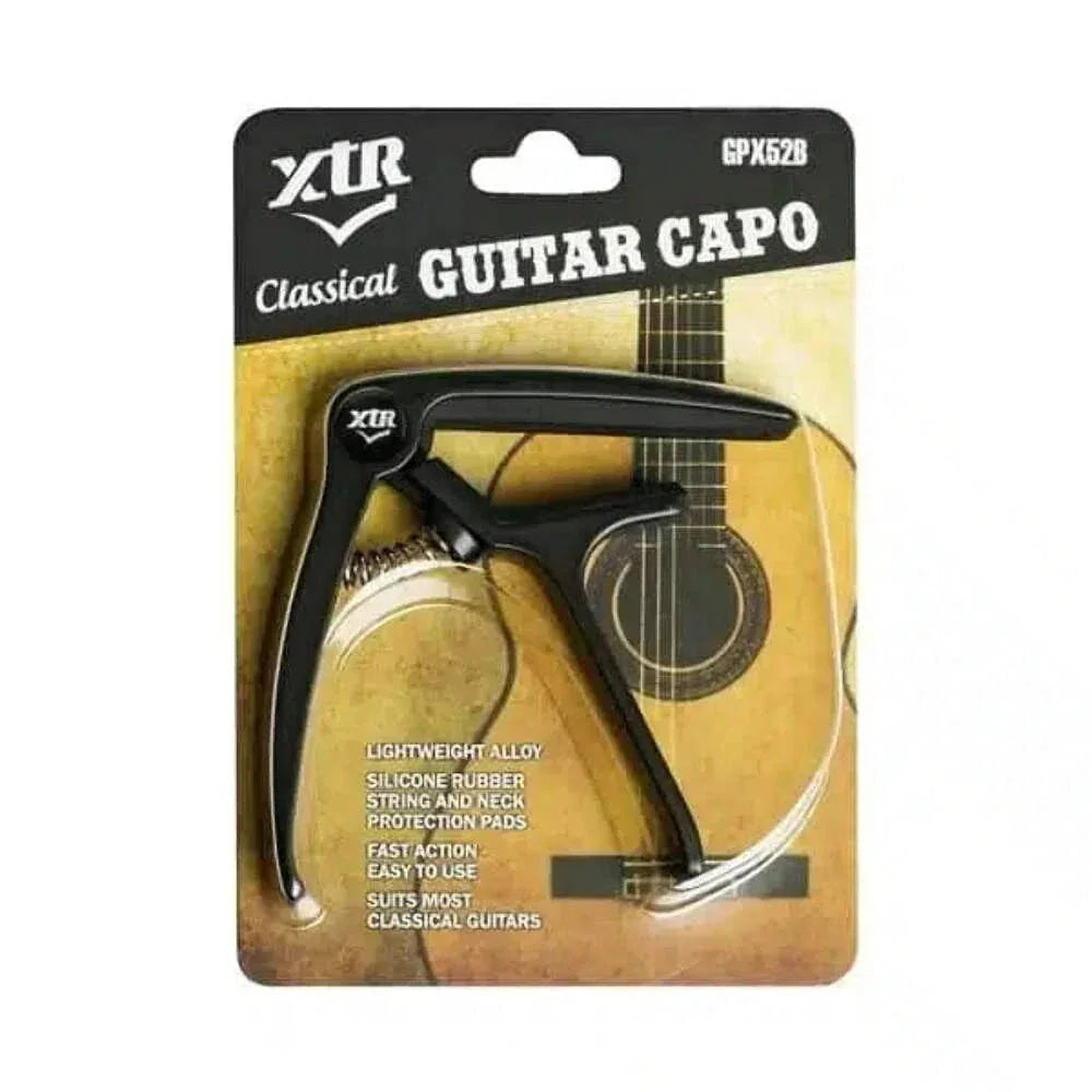 XTR Classical Guitar Capo for Acoustic Guitars, Lightweight Alloy with Silicone Pads, Easy to Use