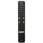 Black universal TV remote with Netflix and Stan buttons, media controls, and numeric keypad