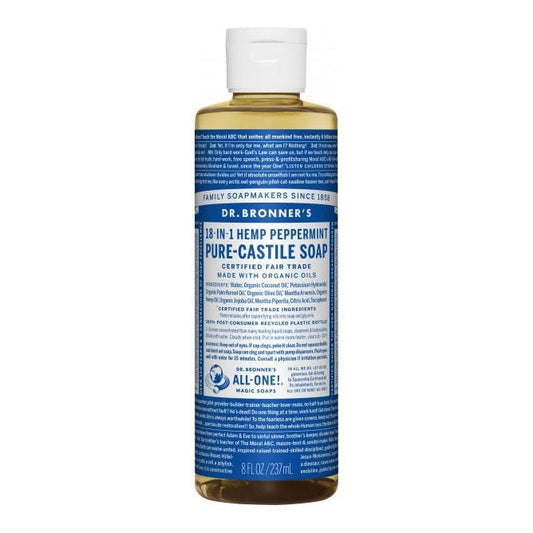 NEW Dr. Bronner's Pure-Castile Soap Liquid 18-in-1 Hemp Peppermint 237ml