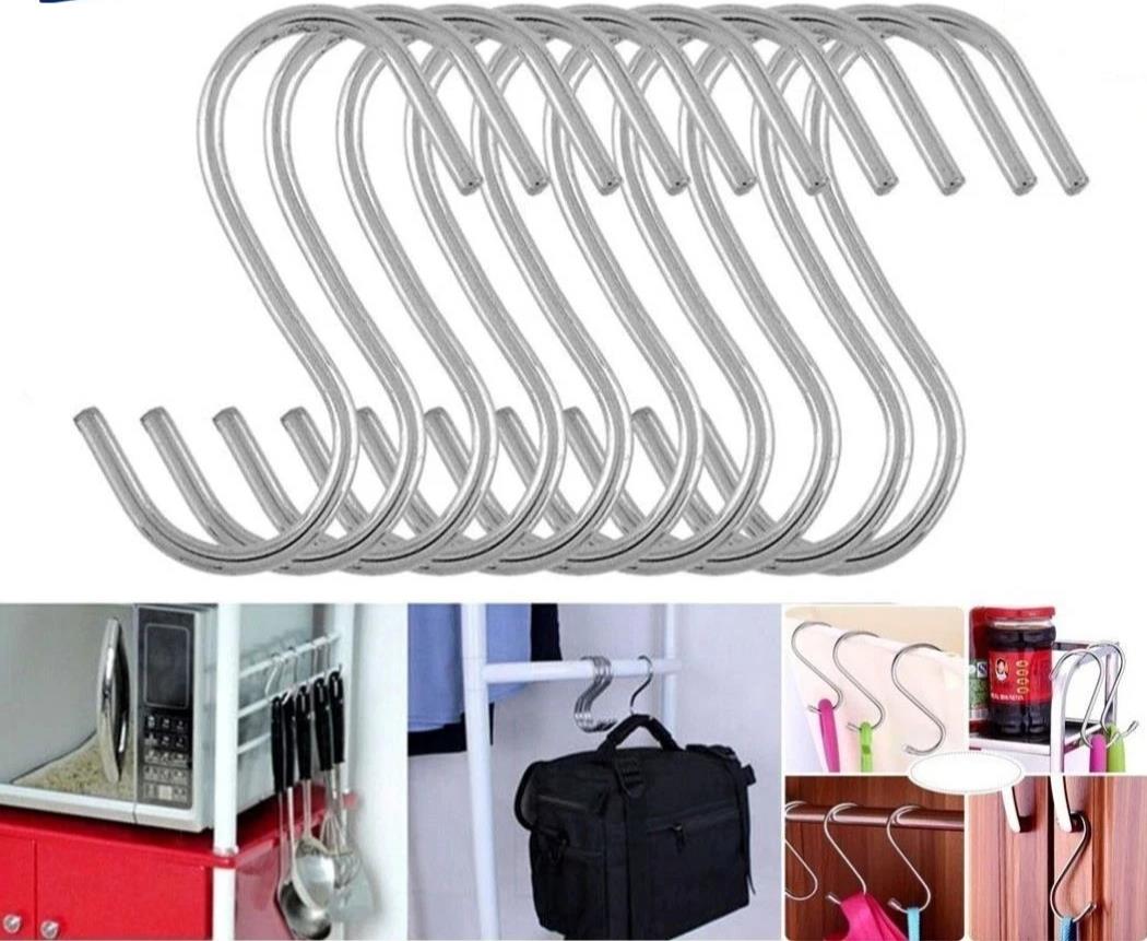 10x Heavy Duty Stainless Steel S Hooks Kitchen Bathroom Hanging Storage Rack AU