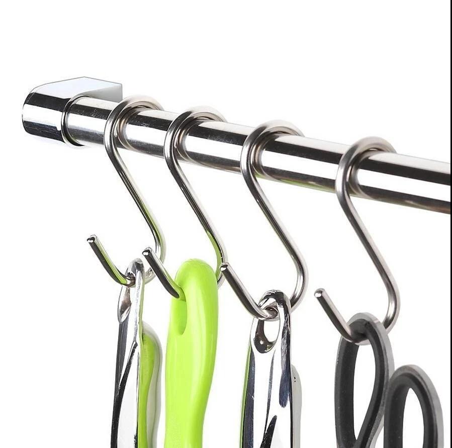 10x Heavy Duty Stainless Steel S Hooks Kitchen Bathroom Hanging Storage Rack AU