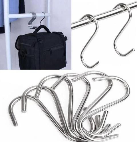 10x Heavy Duty Stainless Steel S Hooks Kitchen Bathroom Hanging Storage Rack AU