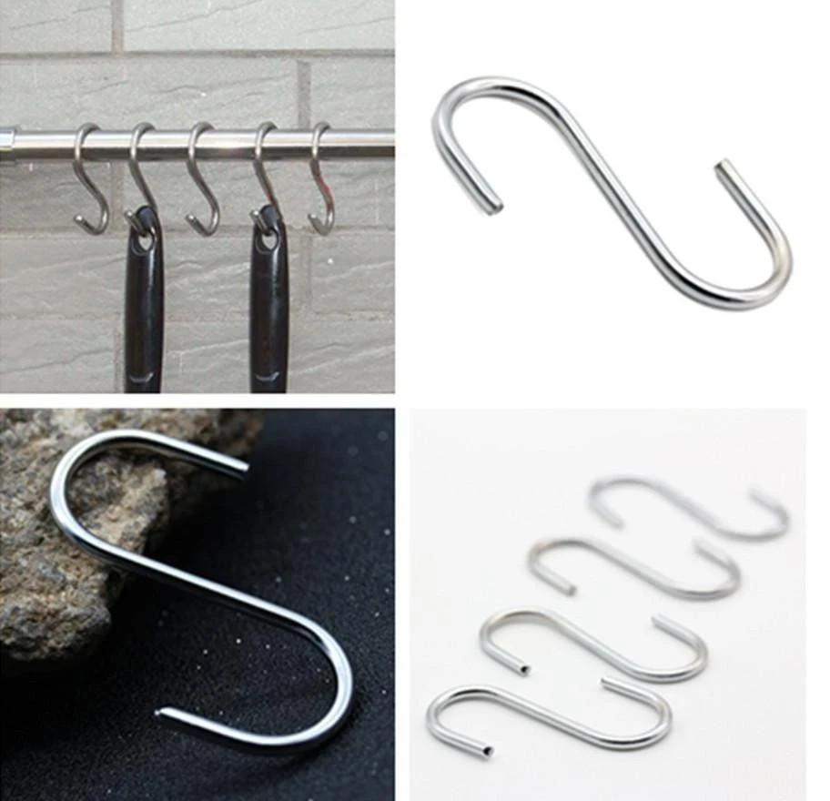10x Heavy Duty Stainless Steel S Hooks Kitchen Bathroom Hanging Storage Rack AU