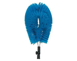 Blue feather duster with black handle for cleaning, dusting, and home maintenance tasks