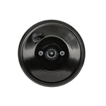 Black tractor brake drum with central hub and mounting bolts, heavy-duty farm equipment part