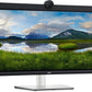 Dell monitor with webcam, displaying mountain lake landscape, ideal for office or remote work setups.