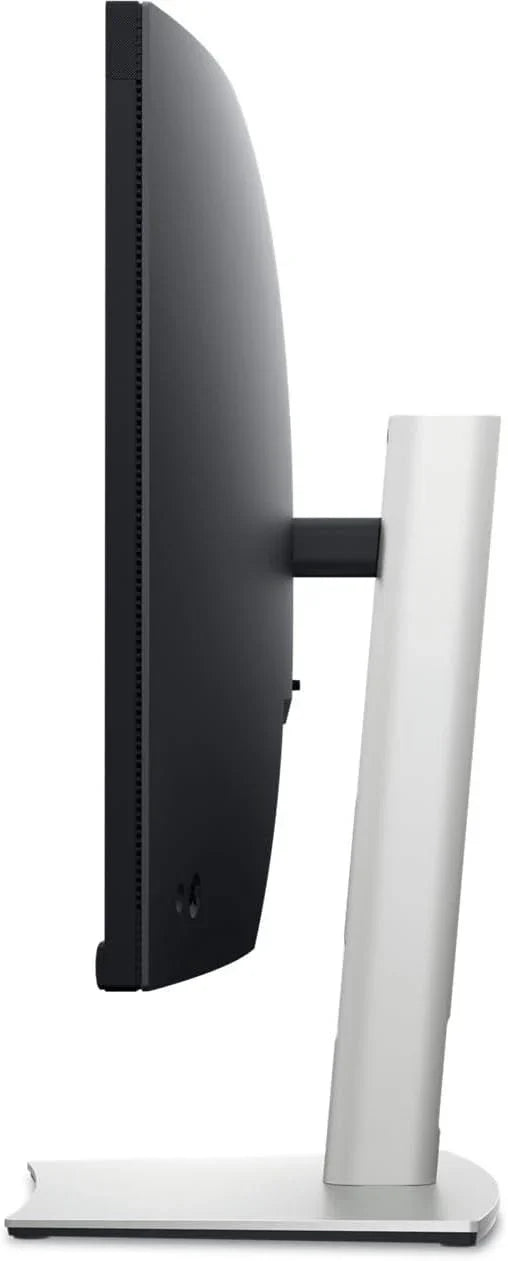 Slim black monitor with silver stand, modern office display