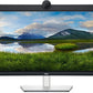 Dell ultrawide monitor with webcam, displaying mountain lake landscape, ideal for office workspaces